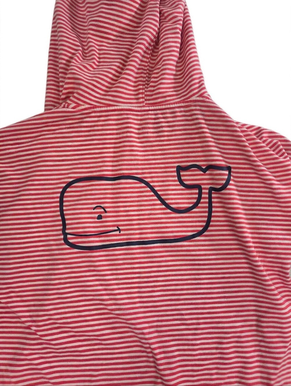 Vineyard Vines Shirt Womens M Edgartown Hoodie Red White Stripe Whale Pocket - Picture 4 of 7